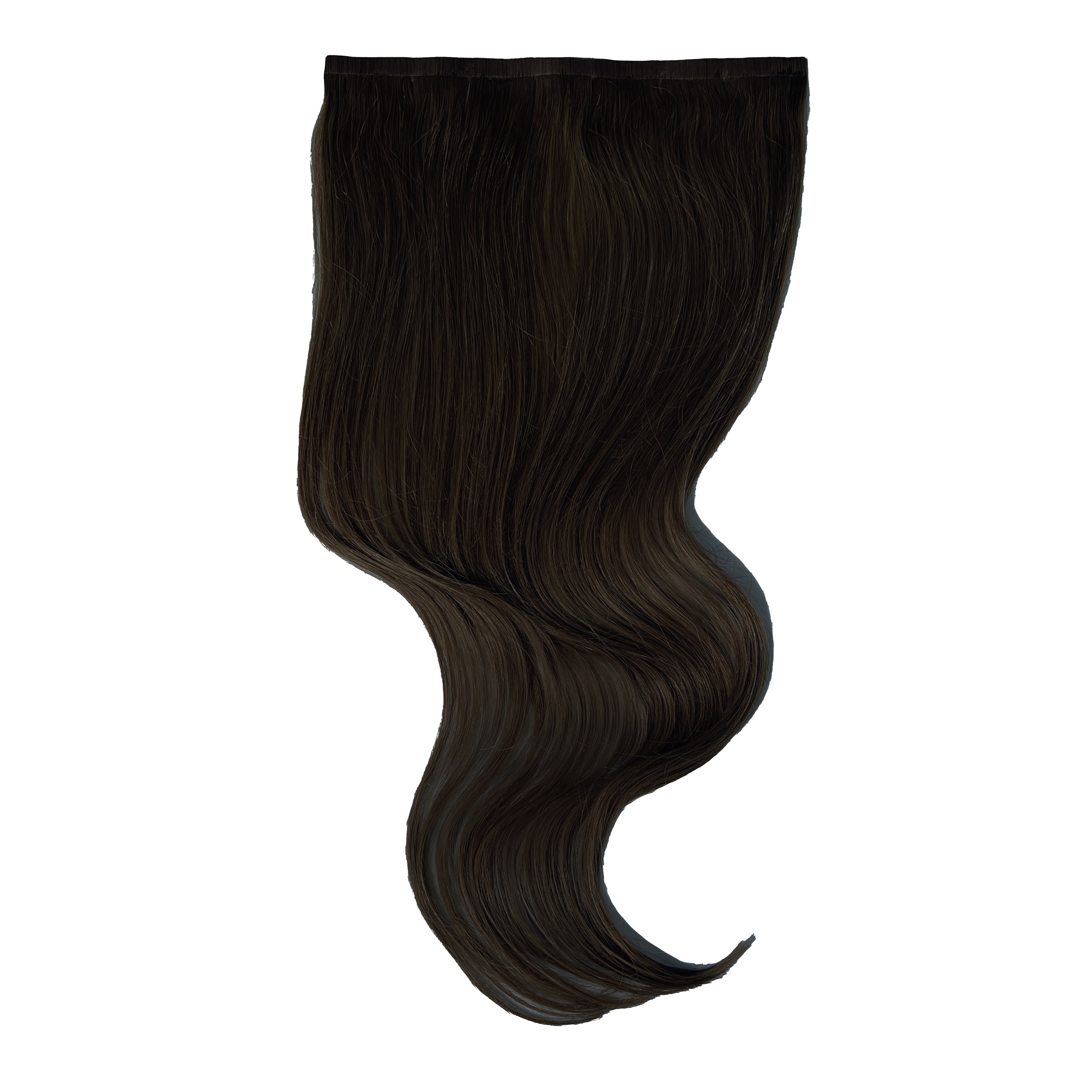 Extra Hair Extension Piece - Darkest Brown #1A with smooth, shiny natural-looking hair for volume and length boost.