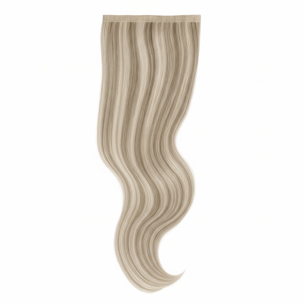 Extra Hair Extension Piece - Bohemian Blonde #P18A/60 with long, smooth, wavy strands for natural-looking volume boost.
