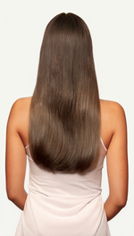 back view of long smooth hair showcasing Milk Chocolate 